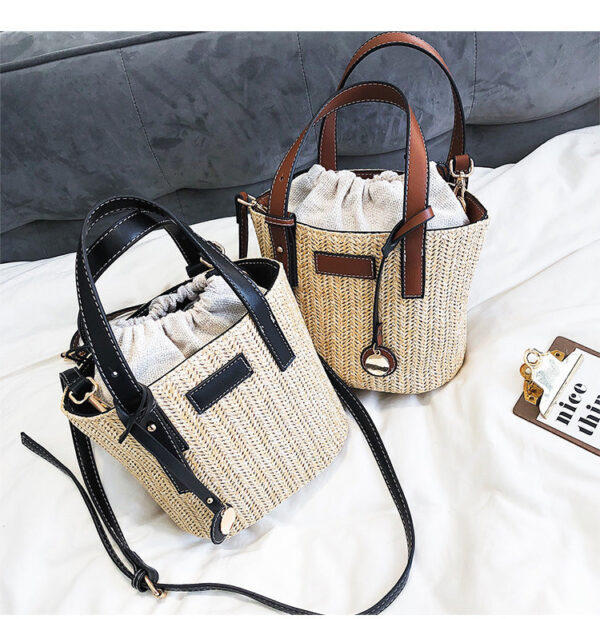 2021 New Simple Woven Bucket Single Shoulder Messenger Bag - Image 4