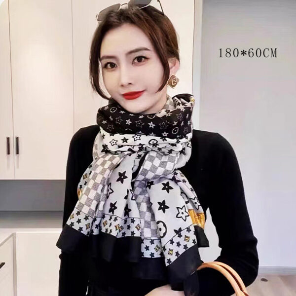 Women's Romantic Sweet Star Imitation Cashmere Printing Braid Scarf - Image 4