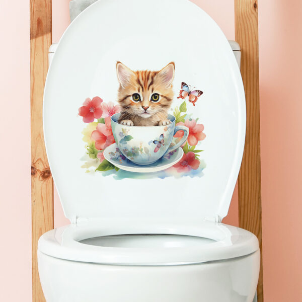 Cute Cat Flower PVC Wall Sticker Wall Art