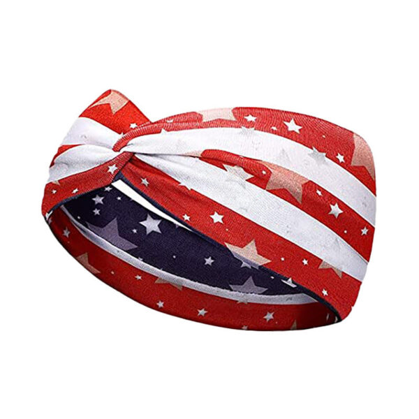 American Flag Independence Day Star Elements Retro Knotted Sweat Absorbing Yoga Running Sports Strap Headband - Image 14